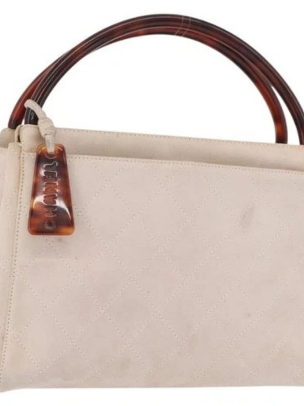 CHANEL Hand Bag Suede Pink Gold CC Auth BAZ810A